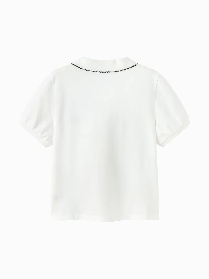 بالابالا Kids Girls Lapel short-sleeved T-shirt