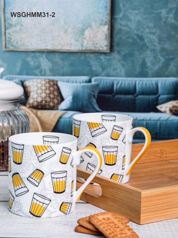 Goodhomes Bone China TeaCoffee Large Mug Set of 2pcs 320ml Chai - Image 5