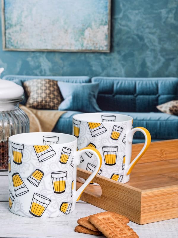 Goodhomes Bone China TeaCoffee Large Mug Set of 2pcs 320ml Chai - Image 1