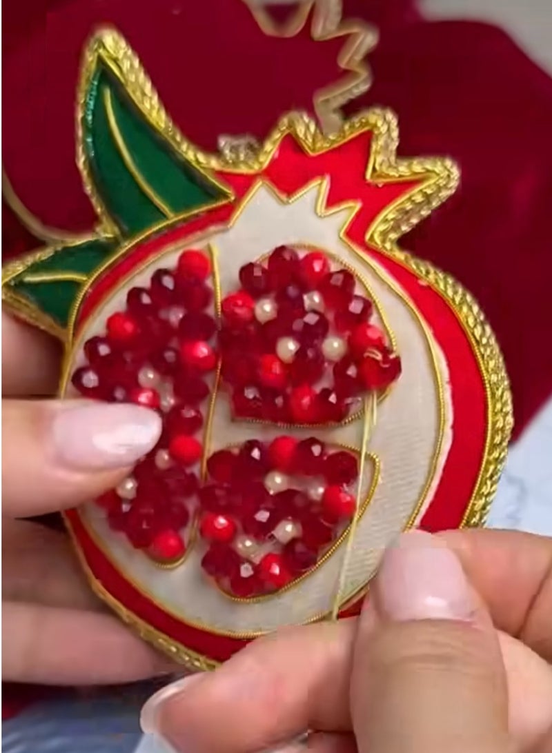 Baci milano Christmas Decoration FABRIC HANDMADE ORNAMENTS POMEGRANATE  - Image 4