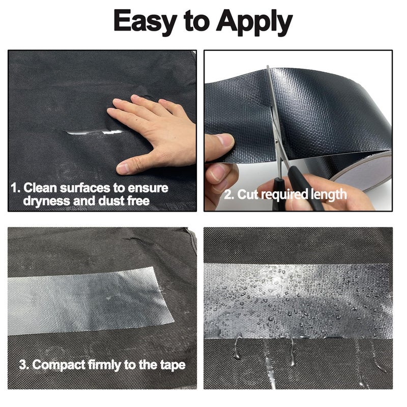 Odluzy Awning Repair Tape for Tarp, 3''X26ft Heavy Duty Waterproof Fabric Repair Tape, Tent, Tarp, Sail and Boat Cover Outdoor Repair Patch, UV proof, Multipurpose Black, Green And Black Randomly Shipped - Image 4