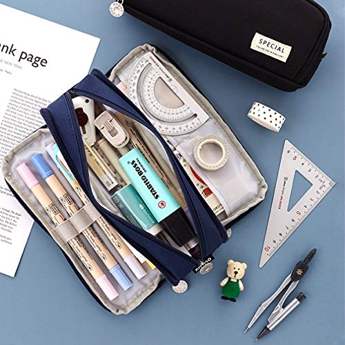 iSuperb Large Pencil Case 3 Compartments Pencil Pouch Big Capacity Pencil Bag for Kids Teen Girls Boys Student School Supplies Oxford Organizer Pen Bag Cosmetic Makeup Pouch - Image 2