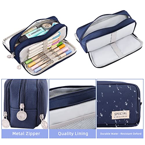 iSuperb Large Pencil Case 3 Compartments Pencil Pouch Big Capacity Pencil Bag for Kids Teen Girls Boys Student School Supplies Oxford Organizer Pen Bag Cosmetic Makeup Pouch - Image 4