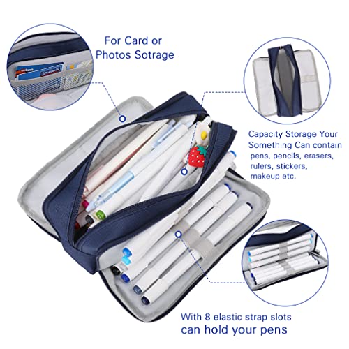 iSuperb Large Pencil Case 3 Compartments Pencil Pouch Big Capacity Pencil Bag for Kids Teen Girls Boys Student School Supplies Oxford Organizer Pen Bag Cosmetic Makeup Pouch - Image 3