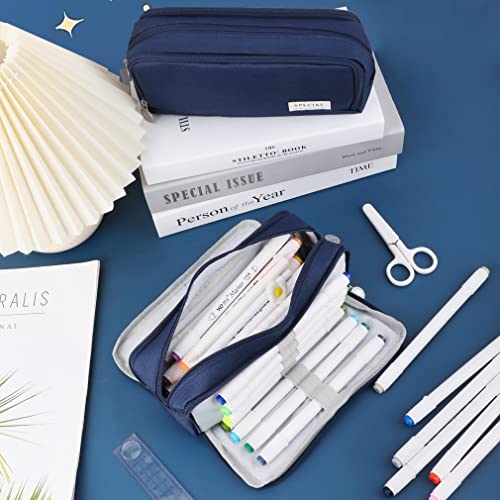 iSuperb Large Pencil Case 3 Compartments Pencil Pouch Big Capacity Pencil Bag for Kids Teen Girls Boys Student School Supplies Oxford Organizer Pen Bag Cosmetic Makeup Pouch - Image 5
