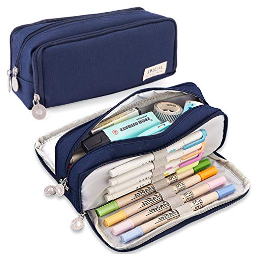 iSuperb Large Pencil Case 3 Compartments Pencil Pouch Big Capacity Pencil Bag for Kids Teen Girls Boys Student School Supplies Oxford Organizer Pen Bag Cosmetic Makeup Pouch - Image 1