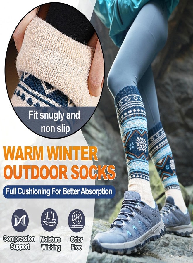 Welwoos Merino Wool Ski Socks for Womens Mens Thermal Winter Warm Thick Knee High Gift Sock Stocking Stuffers for Skiing Outdoor Sports Snowboarding 3 Pairs(Nordic,M) - Image 4
