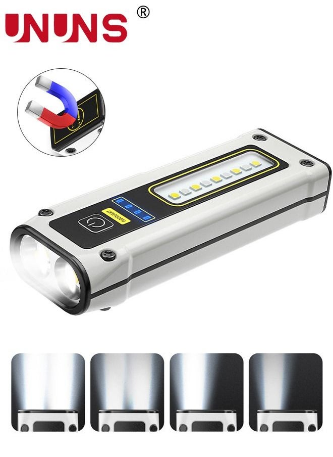 UNUNS - Rechargeable LED Flashlight,Super Bright Flashlight With Battery Display And 3 Modes,Waterproof Torch Light With Magnetic Tail,COB Side Lights For Camping Emergencies - Image 1
