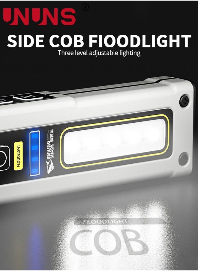 UNUNS - Rechargeable LED Flashlight,Super Bright Flashlight With Battery Display And 3 Modes,Waterproof Torch Light With Magnetic Tail,COB Side Lights For Camping Emergencies - Image 1