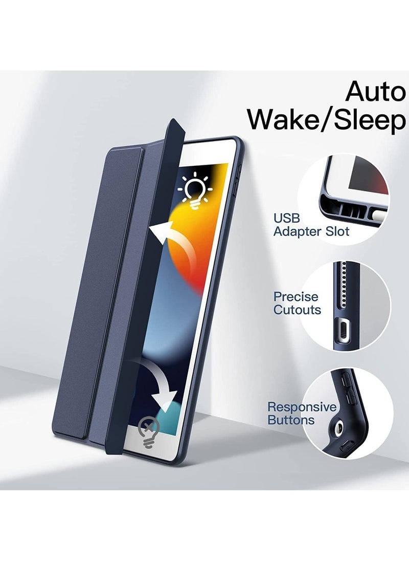 TIGER Case Compatible with iPad 10.2-Inch (9th/8th/7th Generation, 2021/2020/2019) – Slim Shockproof Stand Cover with Pencil Holder, Clear Transparent Back Shell (Navy Blue) - Image 4