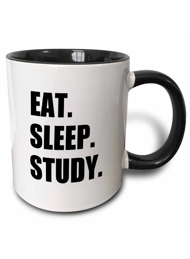 3DROSE Eat Sleep Study Two Tone Mug, 11 oz, Black - Image 1