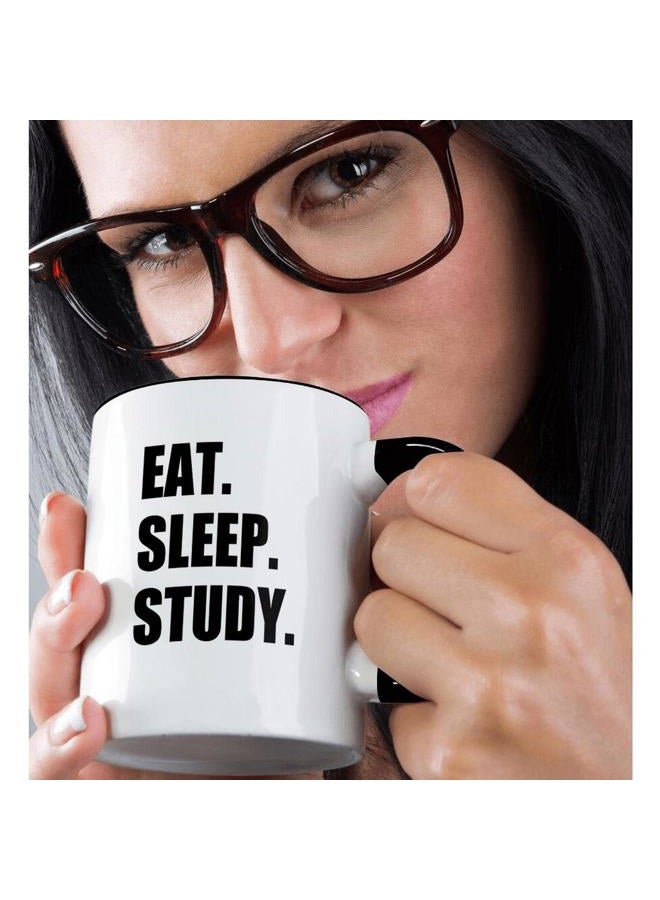 3DROSE Eat Sleep Study Two Tone Mug, 11 oz, Black - Image 2