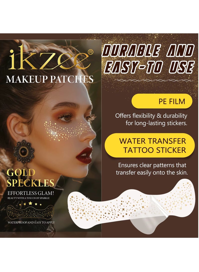 IKZEE 10Pcs Makeup Patches Gold Glitter Freckles for Face Glow Up Makeup Patches Face Glitter Speckles Patches Cute Glitter Makeup Accessories for Women Face Glitter Makeup Speckles 03 - Image 3