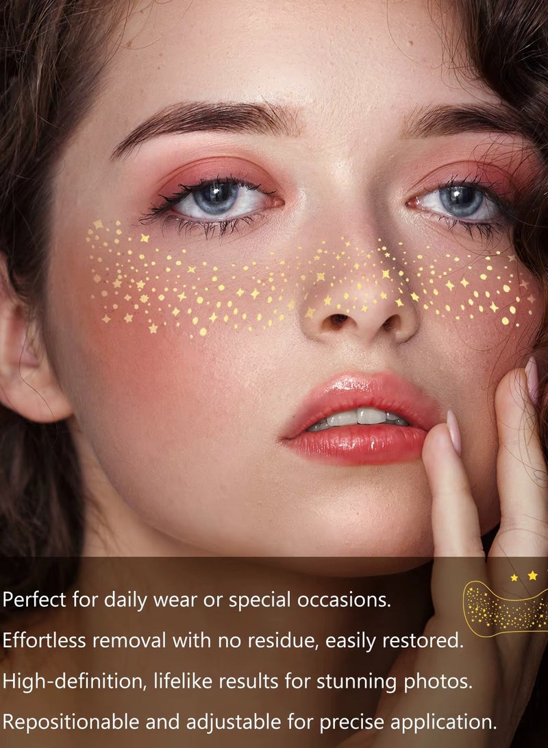 IKZEE 10Pcs Makeup Patches Gold Glitter Freckles for Face Glow Up Makeup Patches Face Glitter Speckles Patches Cute Glitter Makeup Accessories for Women Face Glitter Makeup Speckles 03 - Image 4