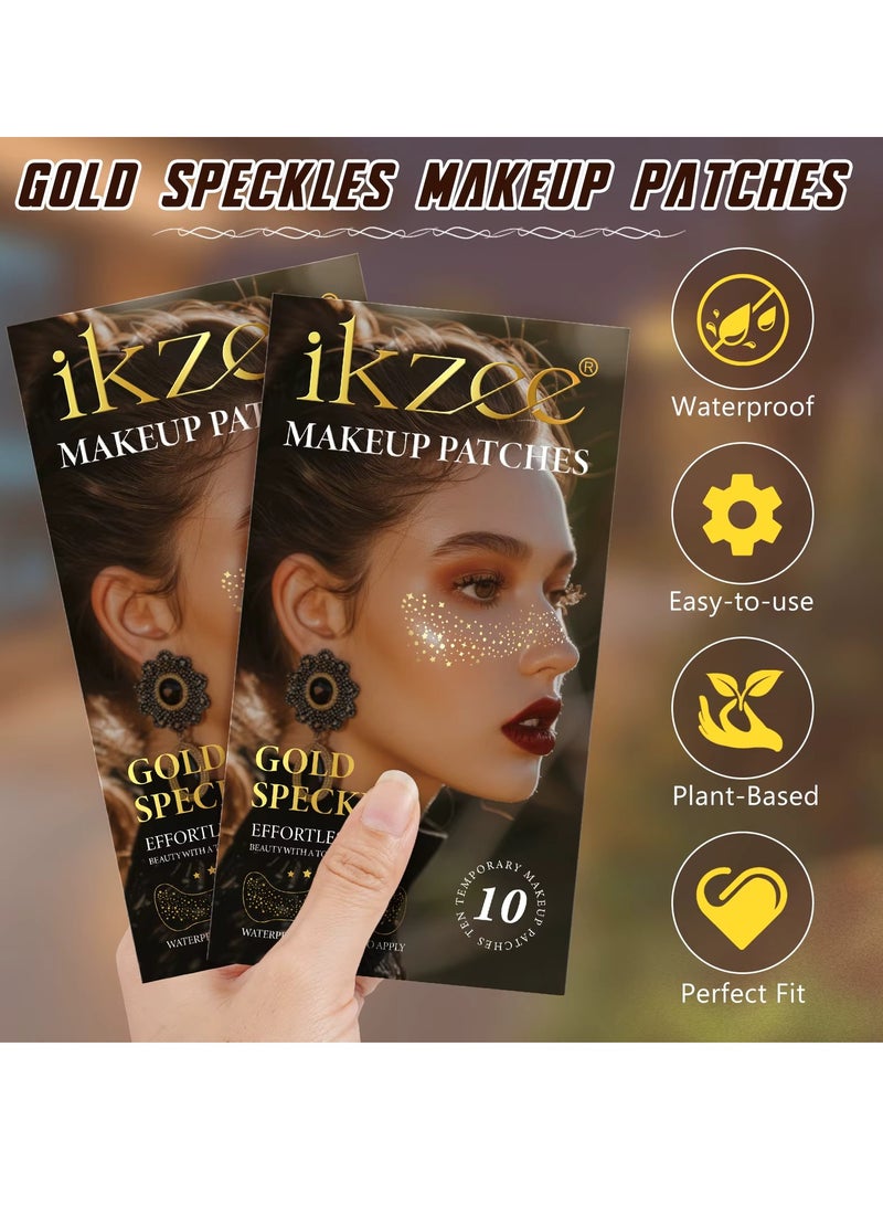 IKZEE 10Pcs Makeup Patches Gold Glitter Freckles for Face Glow Up Makeup Patches Face Glitter Speckles Patches Cute Glitter Makeup Accessories for Women Face Glitter Makeup Speckles 03 - Image 2
