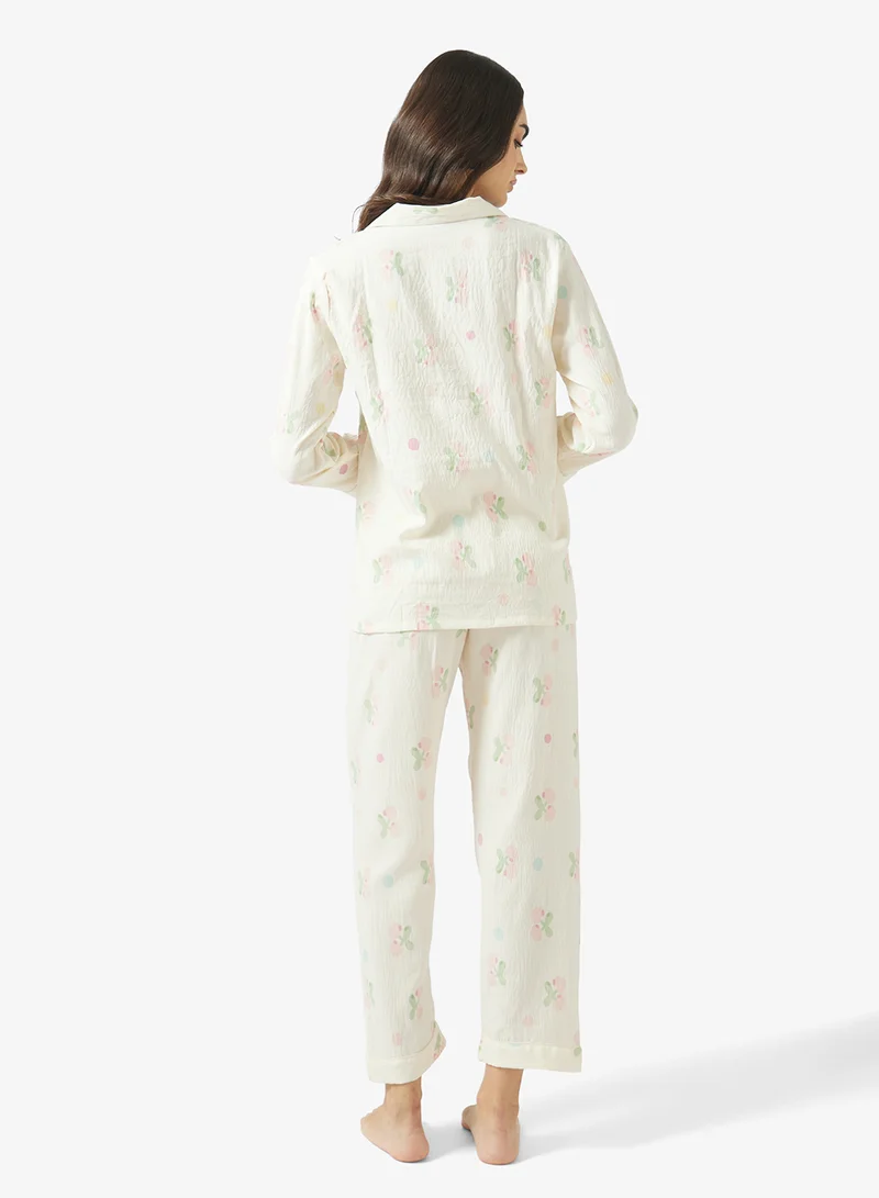Ginger 2PC Floral Button Up Shirt & Pyjama Set