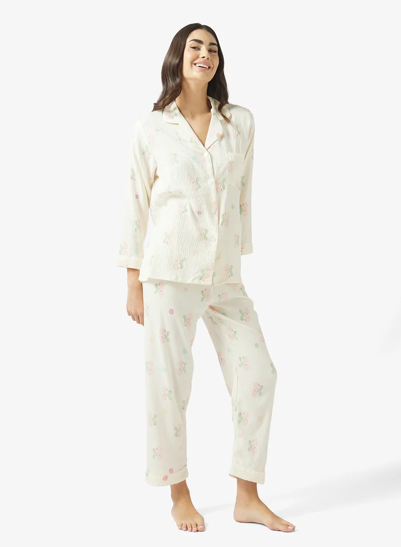 Ginger 2PC Floral Button Up Shirt & Pyjama Set