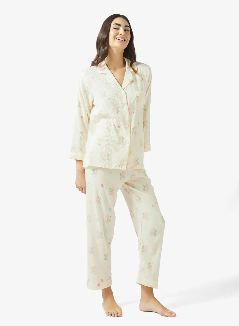 Ginger 2PC Floral Button Up Shirt & Pyjama Set