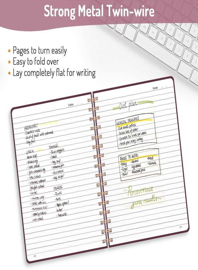 Forvencer Lined Spiral Journal Notebook with 300 Numbered Pages, A5 College Ruled Thick Journals for Writing with 100GSM Paper, Hardcover Notebooks with Contents for Work, School, Women, Men, Burgundy - Image 3