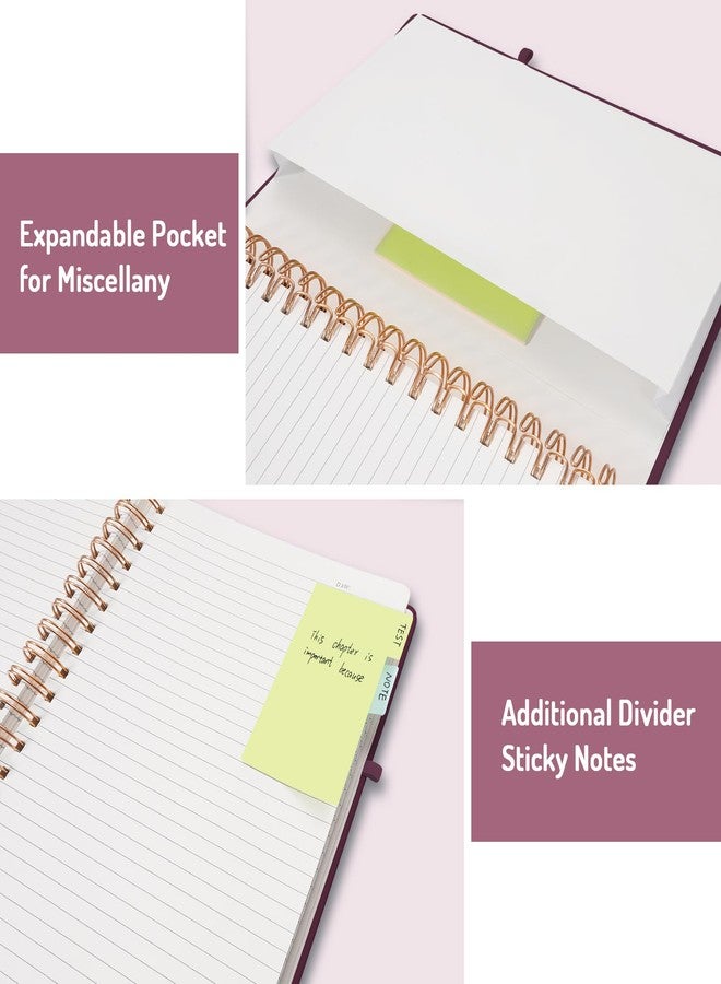 Forvencer Lined Spiral Journal Notebook with 300 Numbered Pages, A5 College Ruled Thick Journals for Writing with 100GSM Paper, Hardcover Notebooks with Contents for Work, School, Women, Men, Burgundy - Image 5