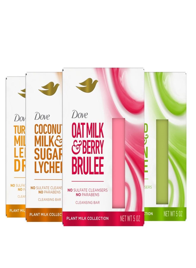 Dove Plant Milk Cleansing Bar Soap Variety Pack 4 Count for Moisturized Skin, with 100% Gentle Cleansers, Sulfate Cleansers, or Parabens + 98% Biodegradable Formula - Image 1