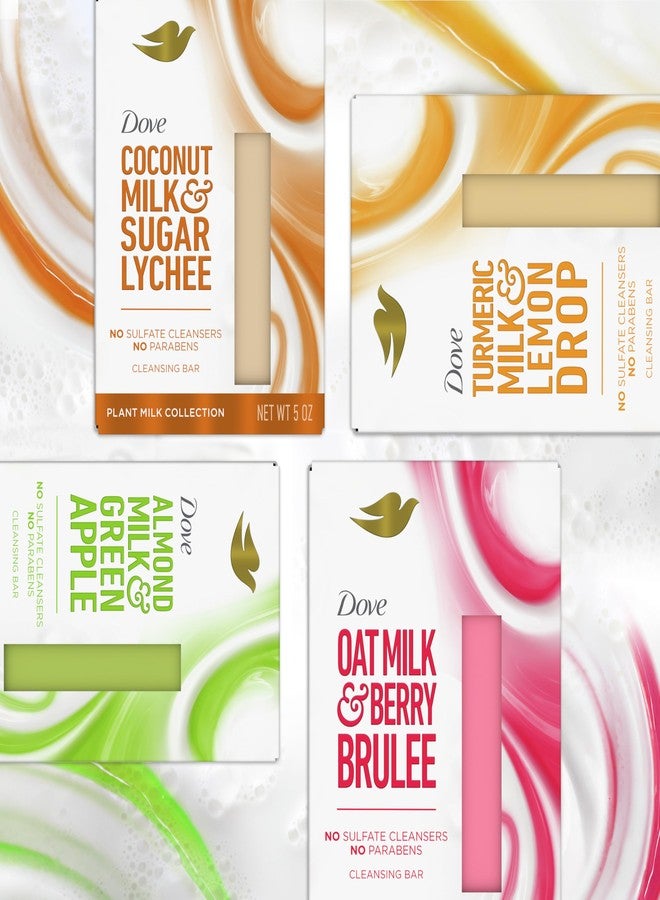 Dove Plant Milk Cleansing Bar Soap Variety Pack 4 Count for Moisturized Skin, with 100% Gentle Cleansers, Sulfate Cleansers, or Parabens + 98% Biodegradable Formula - Image 3