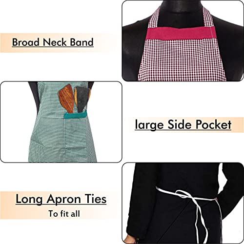 Yellow Weaves™ Cotton Kitchen Apron With Cap Combo Set of 3 - Multi - Image 2