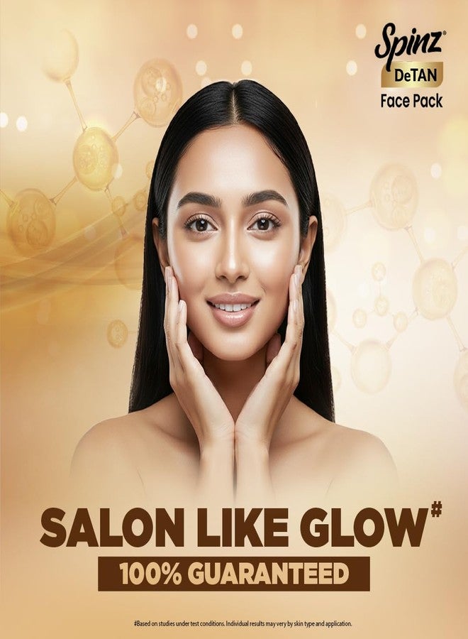 Spinz DeTan Face Pack with Besan, Honey & Kojic Acid | Tan Removal cream for Brightening & Glow | Salon-like Glow in 15 mins | 100gm - Image 2