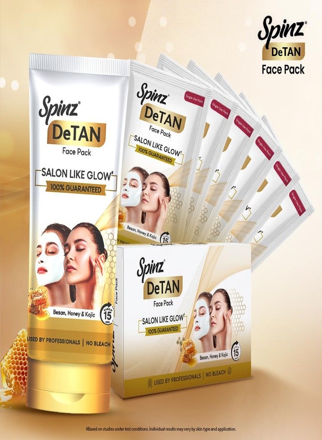 Spinz DeTan Face Pack with Besan, Honey & Kojic Acid | Tan Removal cream for Brightening & Glow | Salon-like Glow in 15 mins | 100gm - Image 5