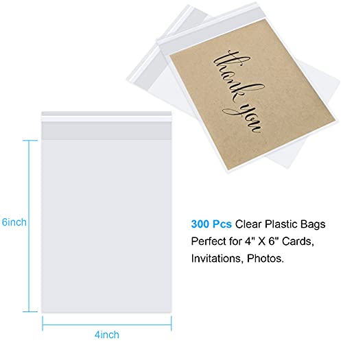 Romeda 300 Pcs Cellophane Bags, 4x6" 2.8 Mils Self-Adhesive Cello Bags for Packaging, Candy, Bread, Dessert, Party Favors, Bakery - Image 2