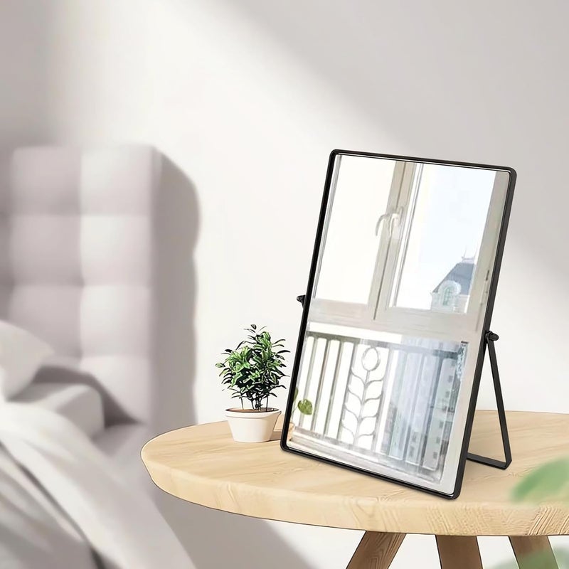 Black Metal Stand Desktop Makeup Mirror Rotating Portable Desktop Vanity Mirror - Image 2