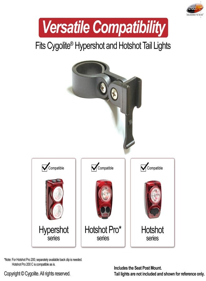 Cygolite حامل عمود المقعد من Cygolite لسيارات Hypershot و Hotshot Pro وسلسلة أضواء الذيل Hotshot مع تركيبات صلبة - Image 4
