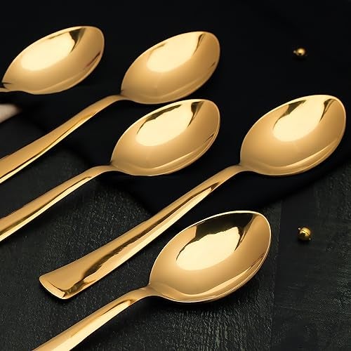 Parage Stainless Steel Gold Tea Spoons Set of 6,13.5 cm Long, Premium Spoons for Home & Kitchen, Luxury Dinning Tableware Gift for House Warming,6 Pieces Golden Small Spoon - Image 2