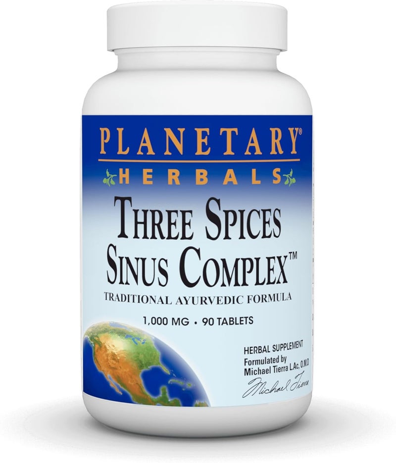 Planetary Herbals Three Spices Sinus Complex™ - 1000 mg, 90 Tablets - Traditional Ayurvedic Formula - Image 1