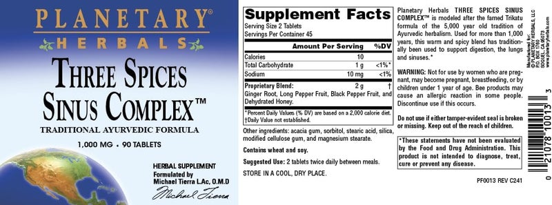 Planetary Herbals Three Spices Sinus Complex™ - 1000 mg, 90 Tablets - Traditional Ayurvedic Formula - Image 5