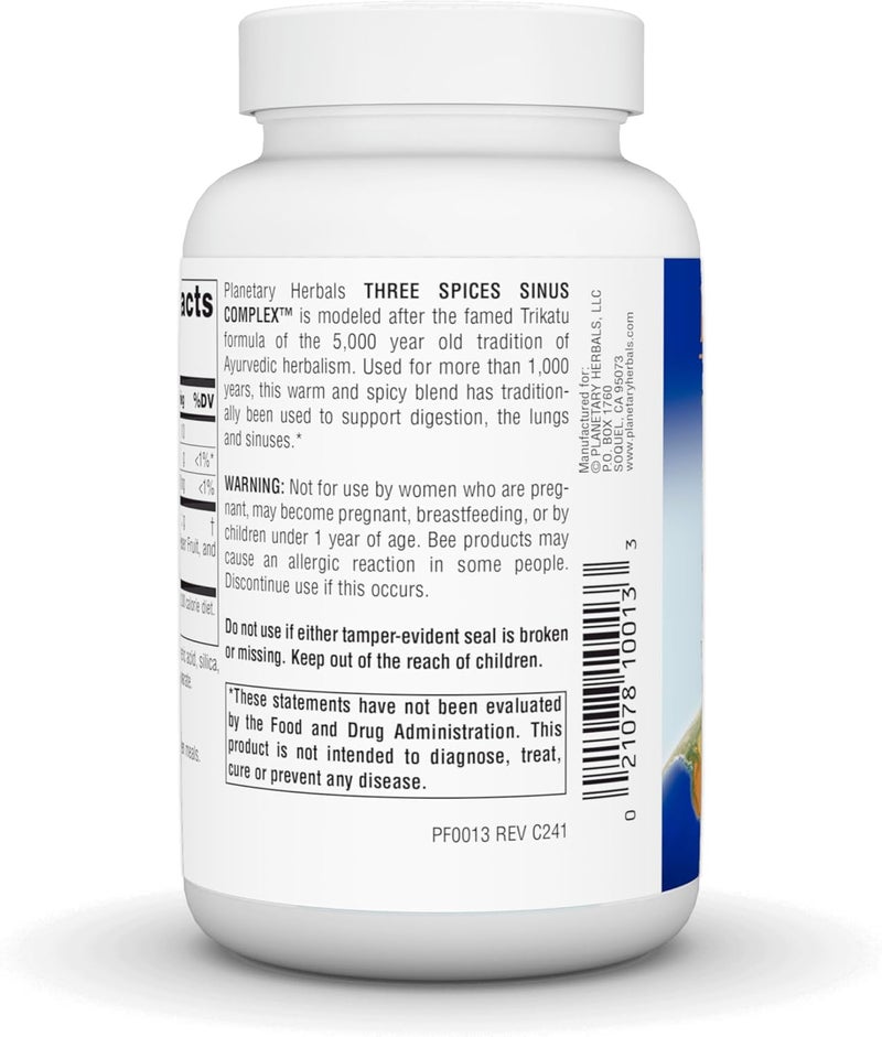 Planetary Herbals Three Spices Sinus Complex™ - 1000 mg, 90 Tablets - Traditional Ayurvedic Formula - Image 4