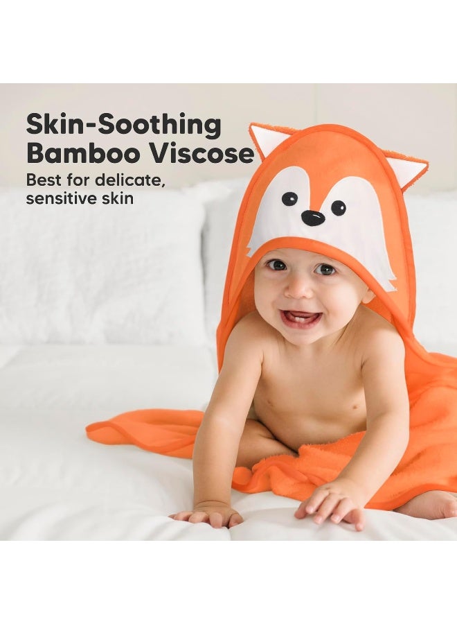 KeaBabies Hooded Baby Towel for Newborn - Viscose Derived from Bamboo Large Baby Bath Towels with Hood for Boys, Girls, Toddler, Extra Absorbent & Soft Newborn Bath Essentials (Fox, Regular) - Image 3