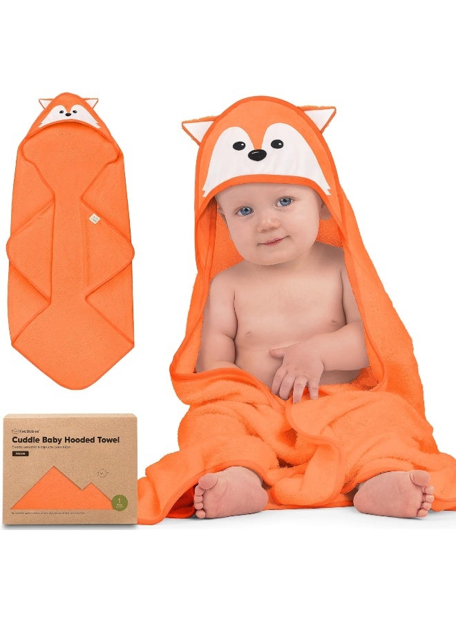 KeaBabies Hooded Baby Towel for Newborn - Viscose Derived from Bamboo Large Baby Bath Towels with Hood for Boys, Girls, Toddler, Extra Absorbent & Soft Newborn Bath Essentials (Fox, Regular) - Image 1