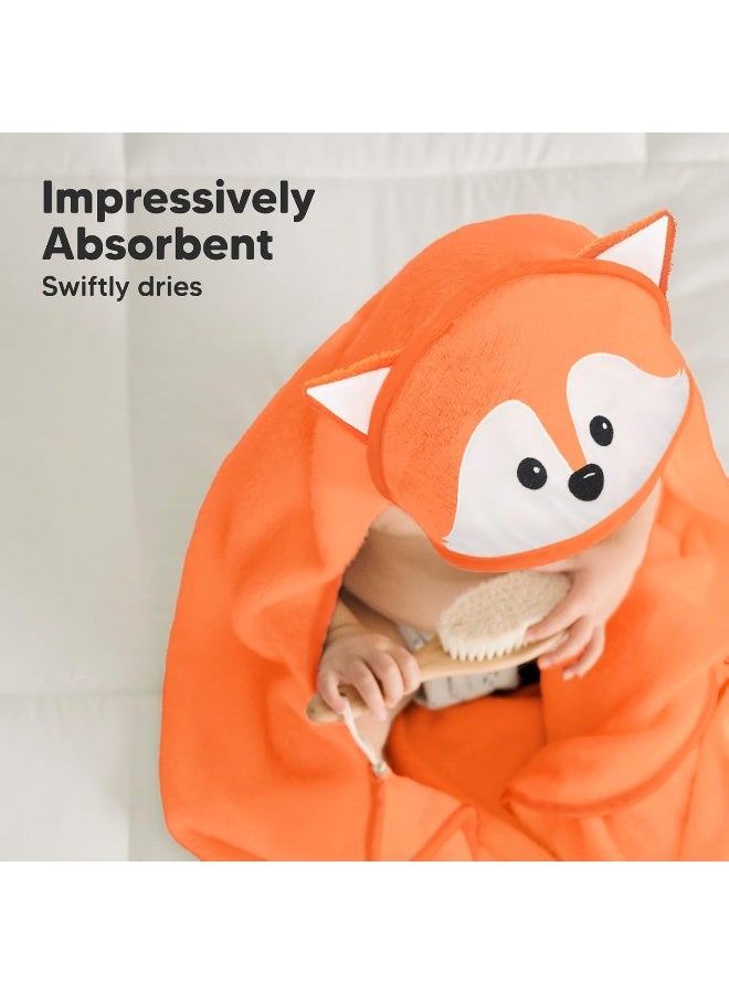 KeaBabies Hooded Baby Towel for Newborn - Viscose Derived from Bamboo Large Baby Bath Towels with Hood for Boys, Girls, Toddler, Extra Absorbent & Soft Newborn Bath Essentials (Fox, Regular) - Image 5