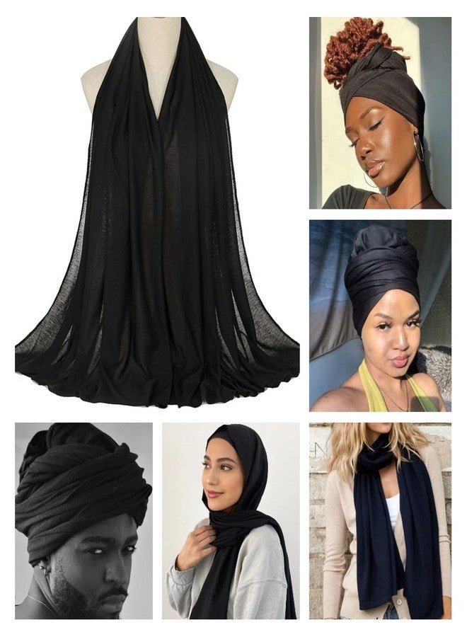 Harewom 4PCS Turban Head Wraps for Black Women African Hair Wraps Stretchy Headwraps Head Scarf for Women with Natural Hair, Black&dark Grey&navy Blue&wine Red, One size - Image 3