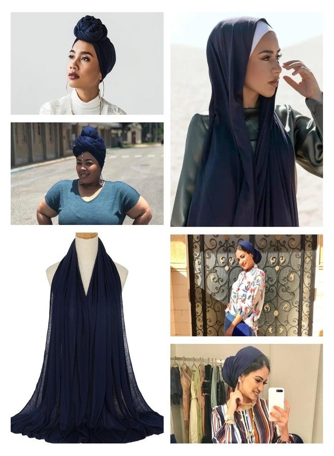 Harewom 4PCS Turban Head Wraps for Black Women African Hair Wraps Stretchy Headwraps Head Scarf for Women with Natural Hair, Black&dark Grey&navy Blue&wine Red, One size - Image 4