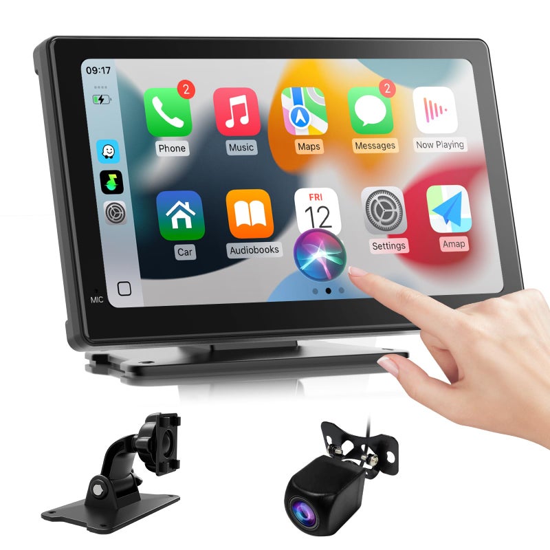 Haudio 7 Inch Portable Carplay Screen for Car,Car Stereo Wireless Carplay & Android Auto,1080p Backup Camera CarAudio Receivers GPS Navigation Mirror Link - Image 1