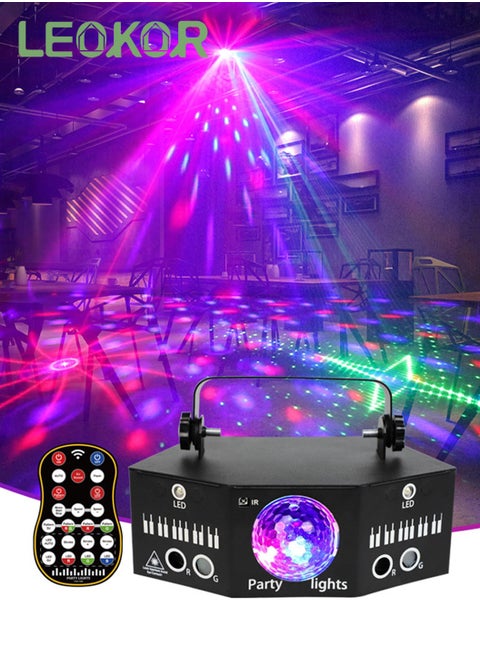 Stage Strobe Lighting Dj Party Disco Ball Light Support DMX512 and Sound Activated, LED Laser Light Flash Projector with Remote Control