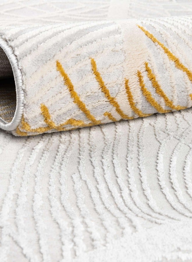 يونيك لوم سجادة منطقة من مجموعة يونيك لوم فينسبري - كاميلا (2 قدم × 6 قدم 1 بوصة، أصفر رمادي/ عاجي) - Image 5