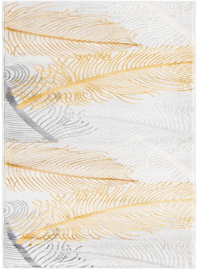 يونيك لوم سجادة منطقة من مجموعة يونيك لوم فينسبري - كاميلا (2 قدم × 6 قدم 1 بوصة، أصفر رمادي/ عاجي) - Image 2