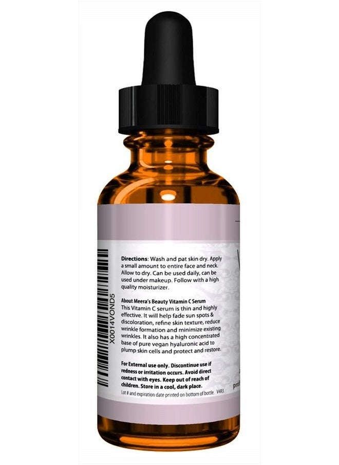 Meera's Beauty DOUBLE SIZED (2 oz) PURE VITAMIN C SERUM FOR FACE With Hyaluronic Acid - Anti Wrinkle, Anti Aging, Dark Circles, Age Spots, Vitamin C, Pore Cleanser, Acne Scars, Organic Vegan Ingredients  - Image 2
