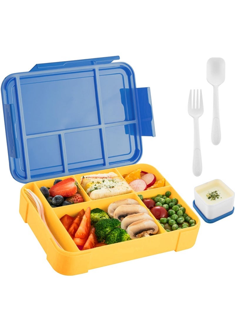 Yakiter Lunch Box for Kid School,Children's Lunch Box with Compartments, Bento Box Children, Leak-proof Lunch Box for Girls and Boys, Snack Box, Perfect for School, Nursery & Trips (Blue) - Image 1