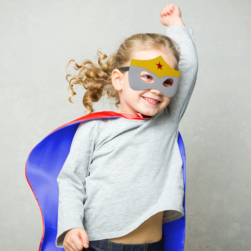 Mizzuco Dress Up Capes for Kids Superhero Cloak with Mask and Waistband Halloween Costumes and Party Dress up(Yellow) - Image 5