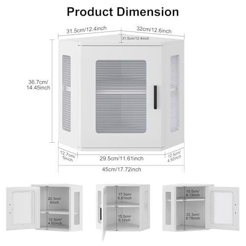 TQVAI Corner Bread Box for Kitchen Countertop, Solid Wood Double Layer Large Storage Container with Adjustable Shelves, Farmhouse Acrylic Window Design, White - Image 3