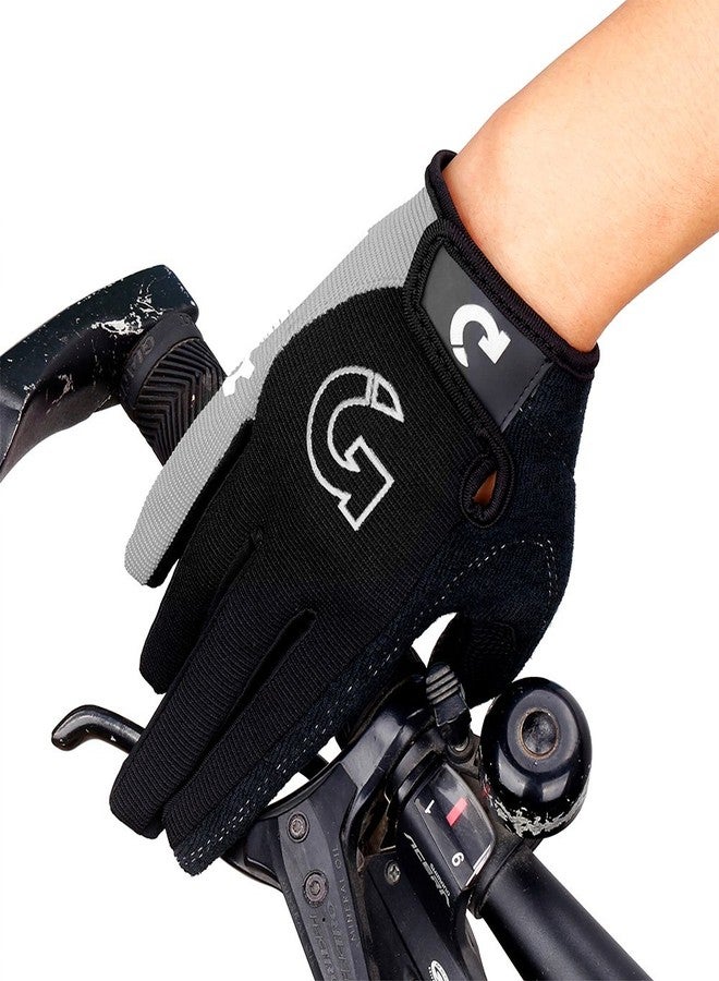 GEARONIC Cycling Gloves Anti-Slip Mountain Bike Gloves for Men Breathable Foam Padded Biking Gloves Shock Absorbing MTB Bicycle Gloves Full Finger Guantes (Gray Full Finger, Full XL (8"-8.5")) - Image 3